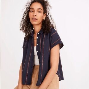 Madewell Hilltop Shirt in Jacquard Stripe Size S Cotton Button Up Casual